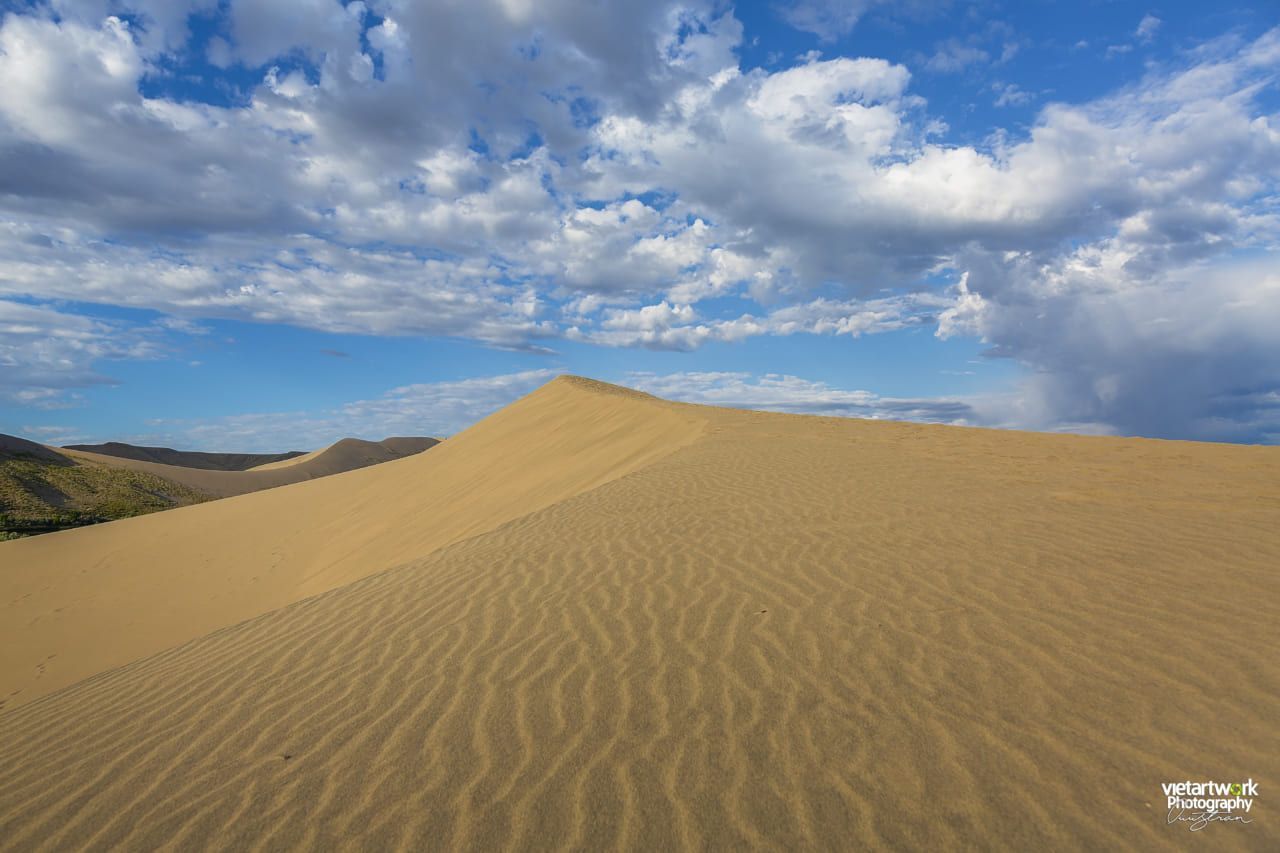 Đồi cát vùng Bruneau Sand Dunes lúc nắng lên