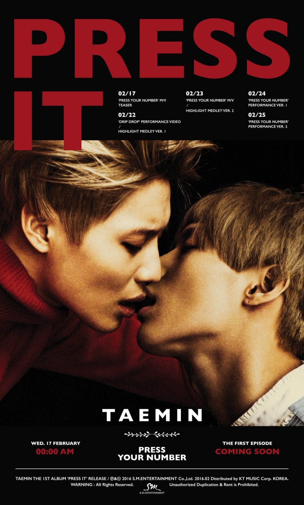 Cuộc họp báo ra mắt album và Press Your Number dành cho người hâm mộ đã được Taemin truyền trực tiếp qua ứng dụng V của Naver