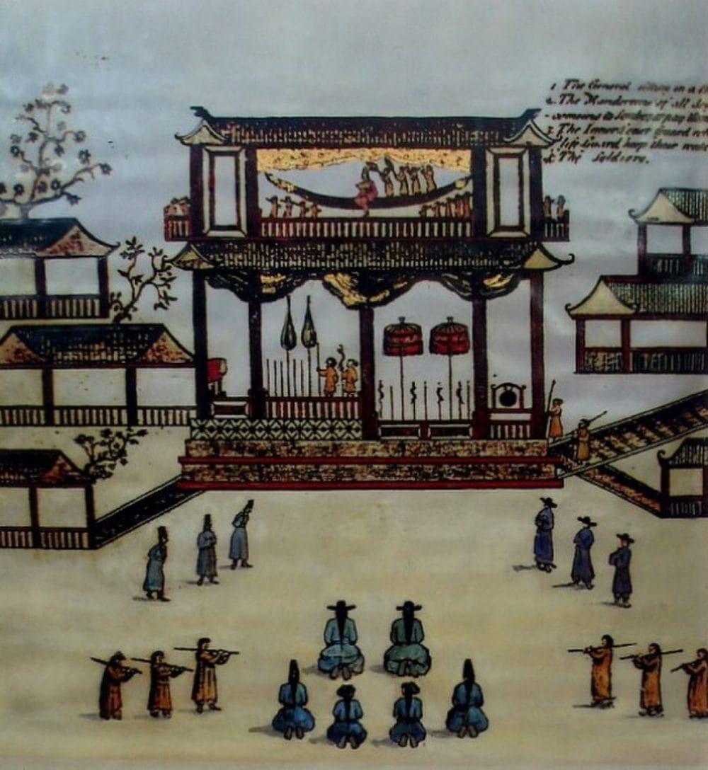 Tranh minh họa chốn phủ xa hoa nơi chúa Trịnh