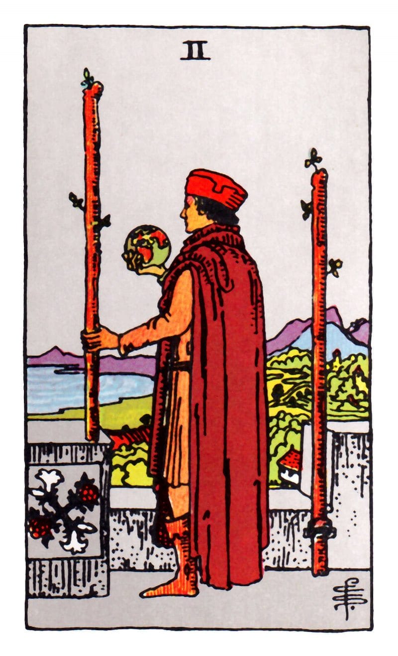 2 of Wands đại diện cho sức mạnh và sự can đảm