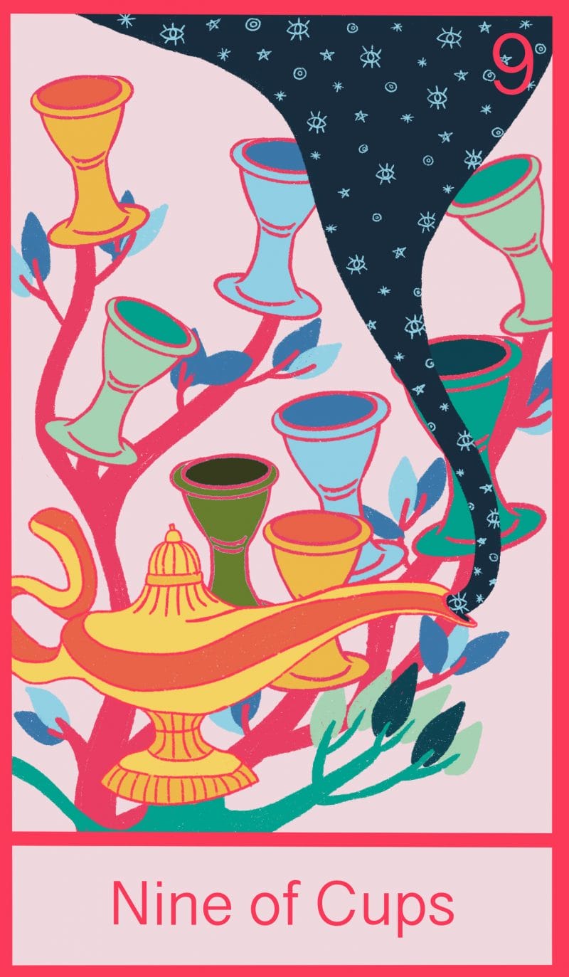 Lá bài 9 Of Cups ở vị trí đảo ngược được đánh giá là nguồn năng lượng không mấy khả quan
