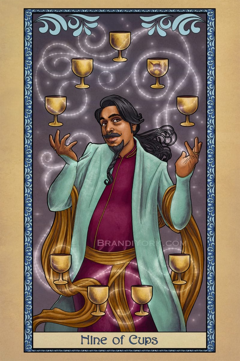 Lá bài 9 of Cups ở vị trí ngược cho thấy ở thời điểm hiện tại bạn đang để sự tiêu cực lấn át tâm trí