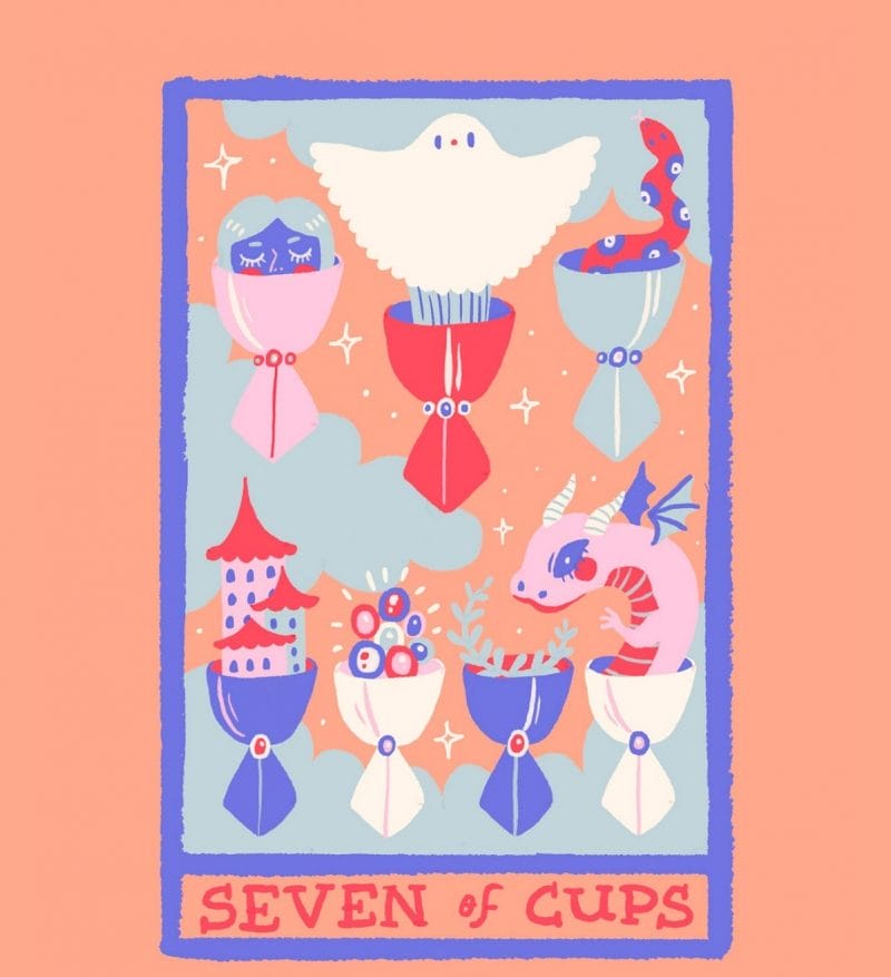 7 Of Cups đảo ngược xuất hiện khi bạn phải đối mặt với quá nhiều cơ hội hoặc vẫn còn do dự với quyết định của bản thân