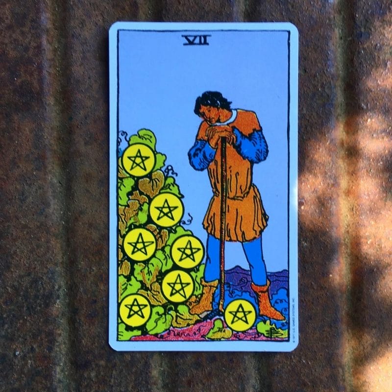 Ý nghĩa xuôi của 7 of Pentacles