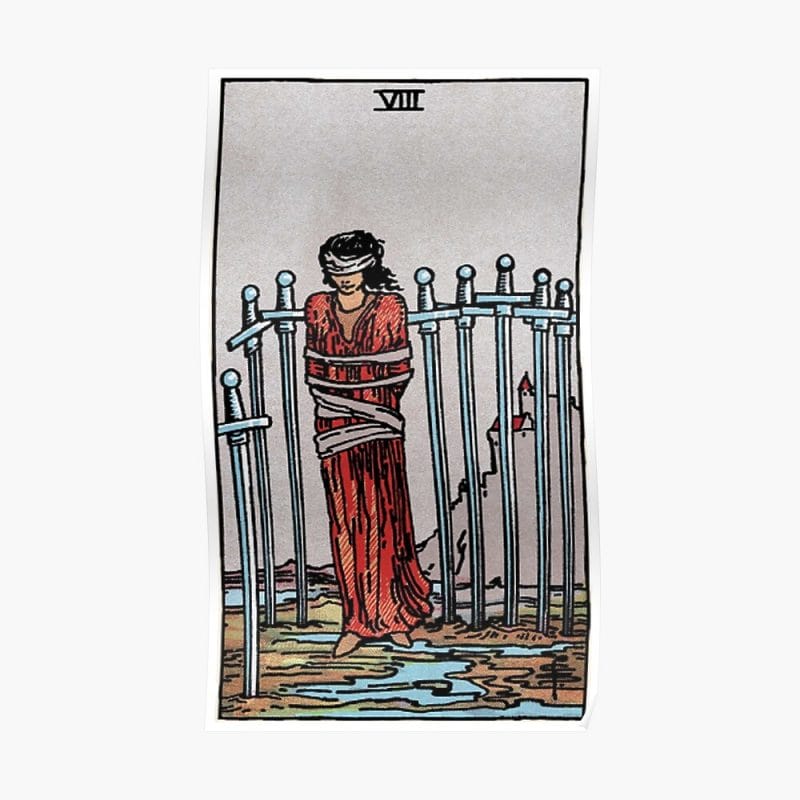 8 of Swords đại diện cho những lần lạc lối và lẫn lộn
