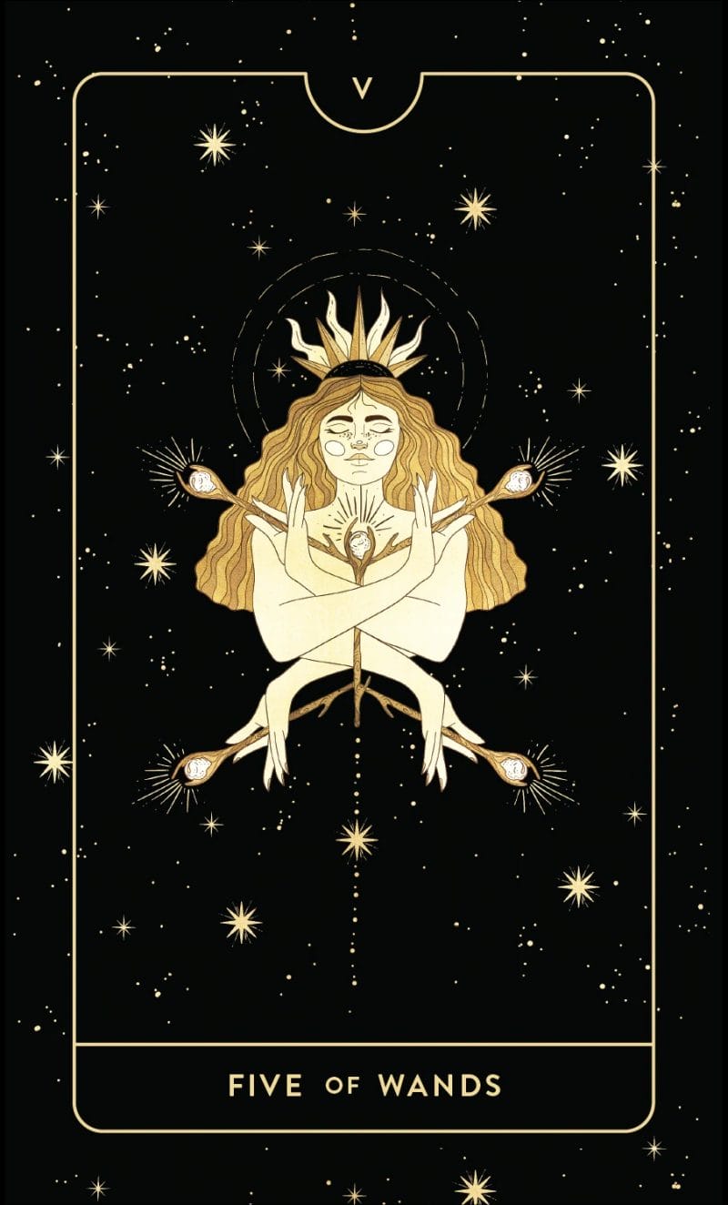 5 of Wands ngụ ý về những rắc rối nho nhỏ