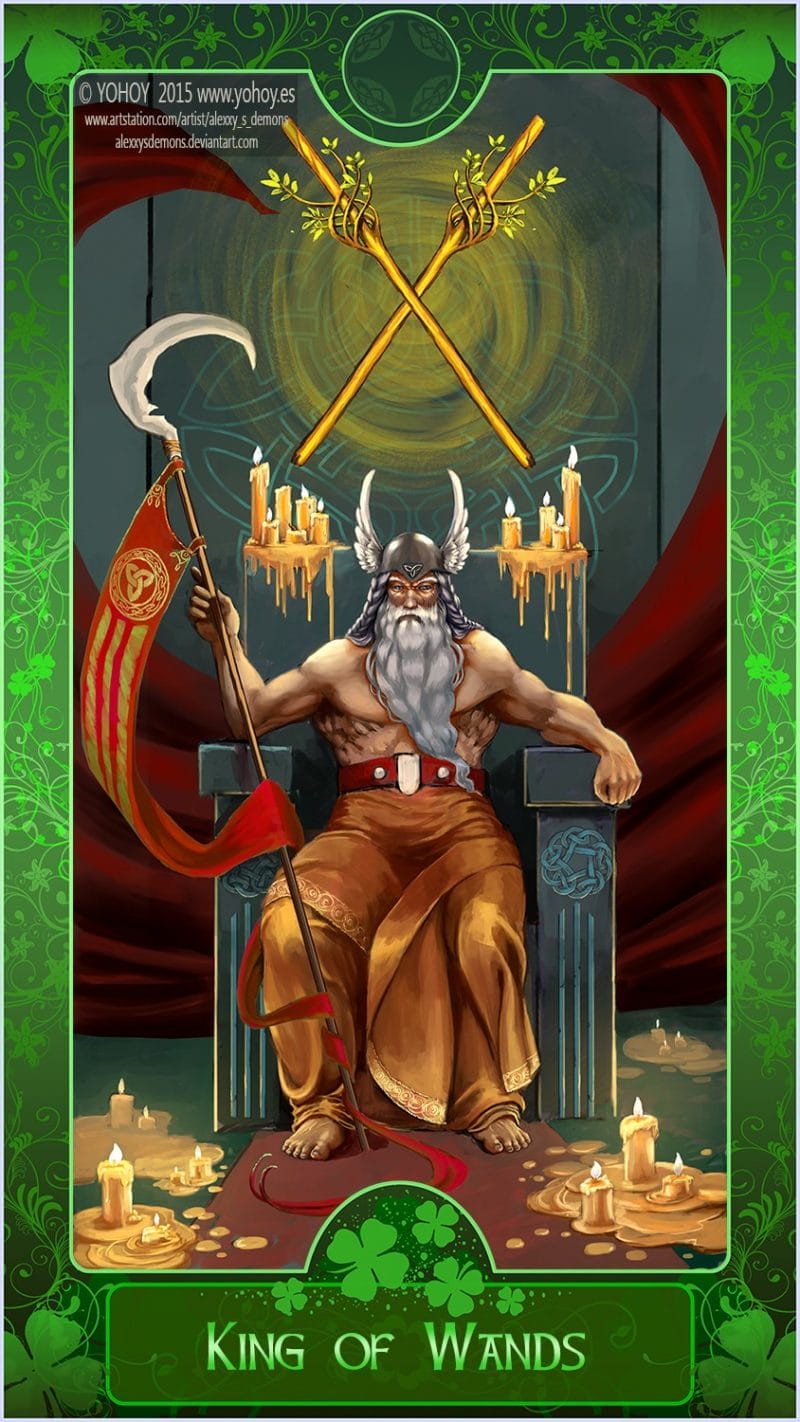 King of Wands mang năng lượng tích cực về sự sáng tạo của bộ Wands
