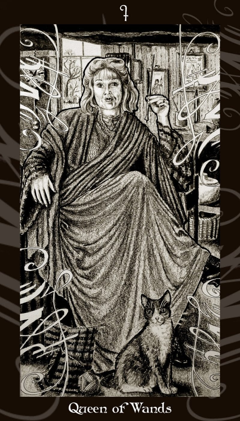 Queen of Wands mang năng lượng tính nữ mạnh mẽ