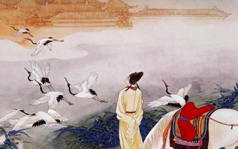 Chiếc thuyền lẻ loi đưa Mạnh Hạo Nhiên đi xa dần